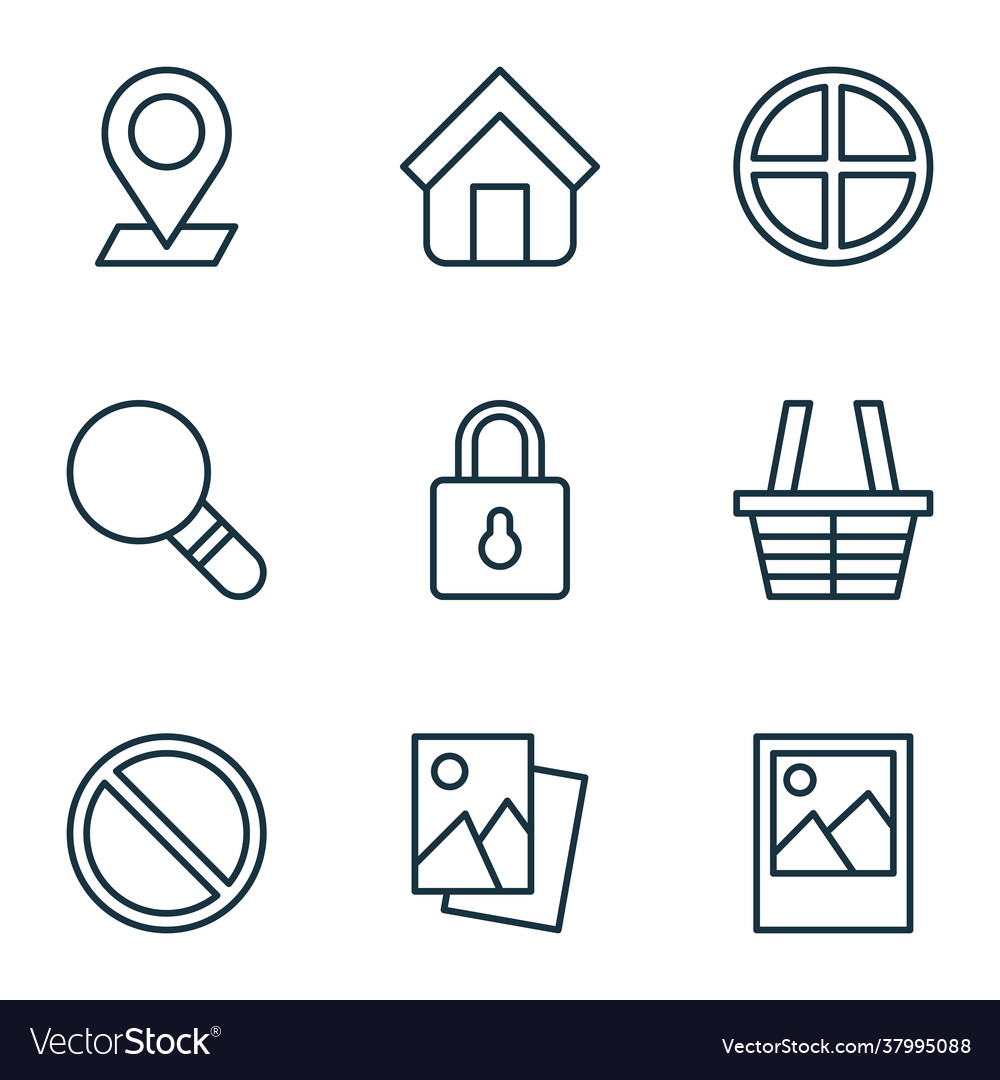 Network icons set with scenery image access vector image Network icons set with scenery image access