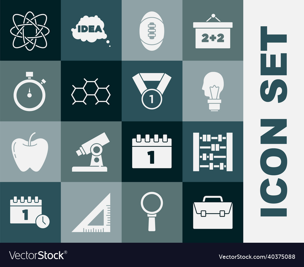 Set briefcase abacus light bulb with concept vector image Set briefcase abacus light bulb with concept