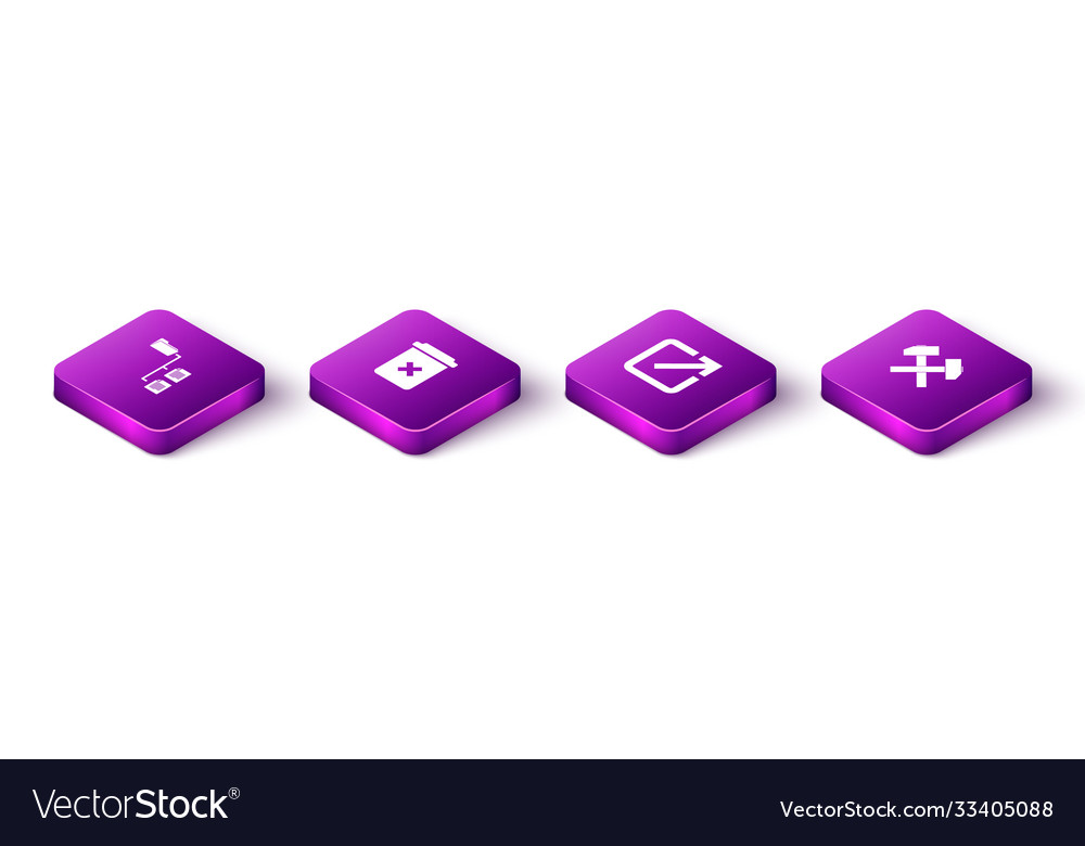 Set isometric folder tree trash can open in new vector image Set isometric folder tree trash can open in new