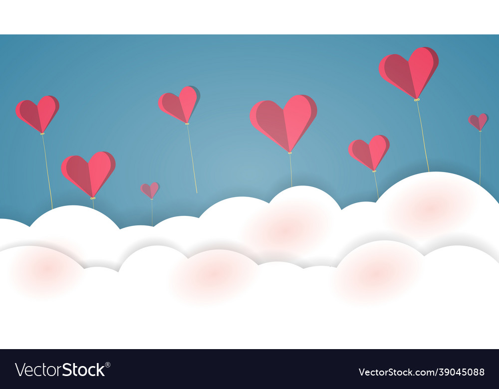 Several red paper hearts tied with strings vector image Several red paper hearts tied with strings