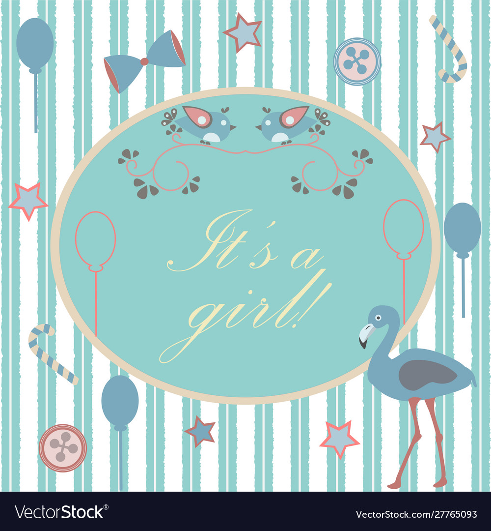 Baby shower invitation card design with flamingo