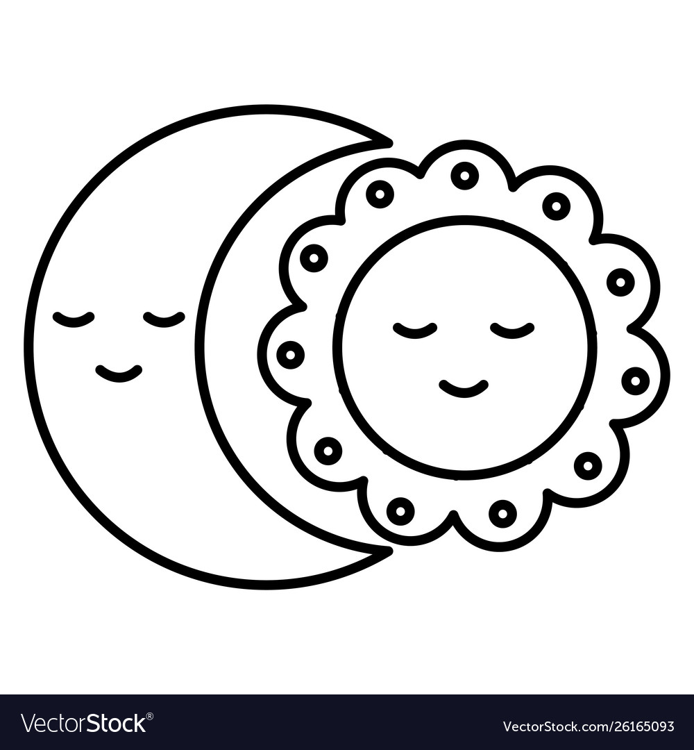 Circular lace decorative with moon kawaii Vector Image