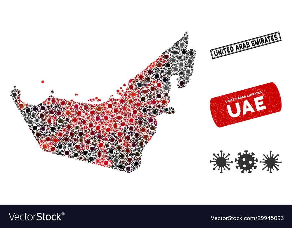 Coronavirus collage united arab emirates map