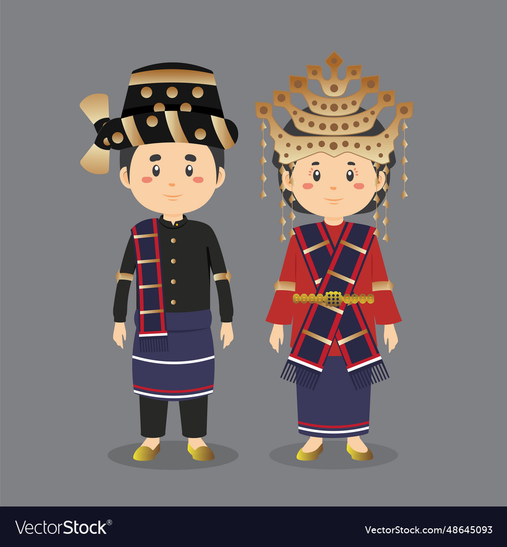 Couple Character Wearing North Sumatra Royalty Free Vector