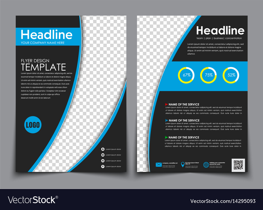 design flyers black with blue elements for vector image