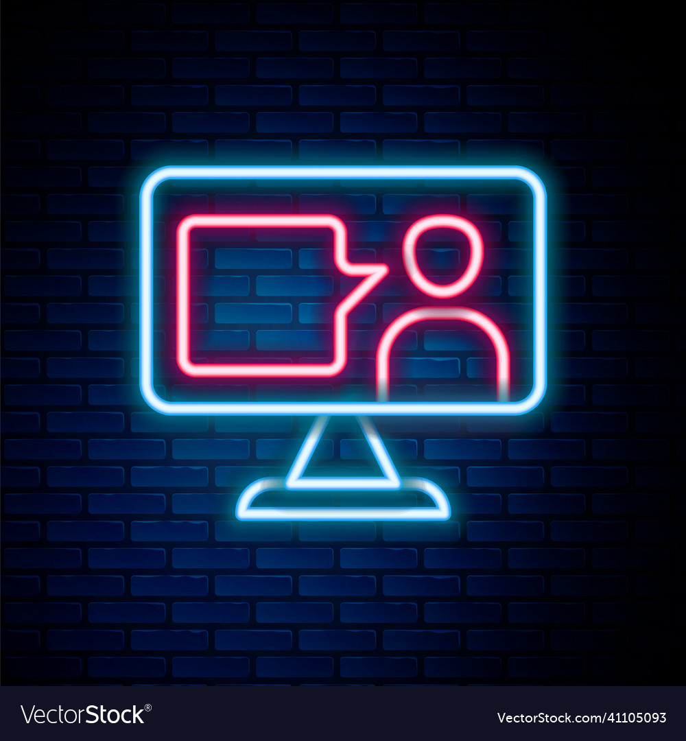 Glowing neon line e-learning of different foreign vector image Glowing neon line e-learning of different foreign