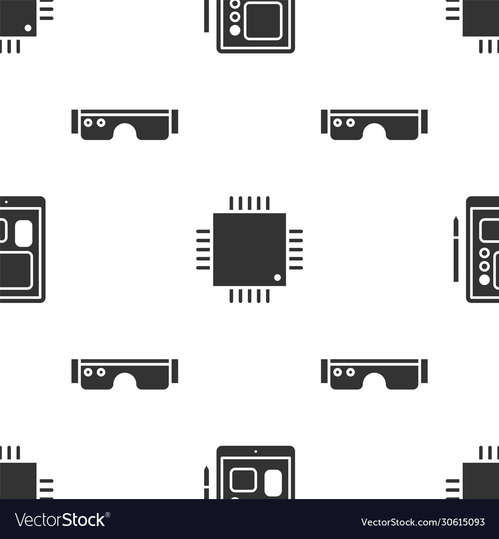 Set graphic tablet processor with microcircuits vector image Set graphic tablet processor with microcircuits