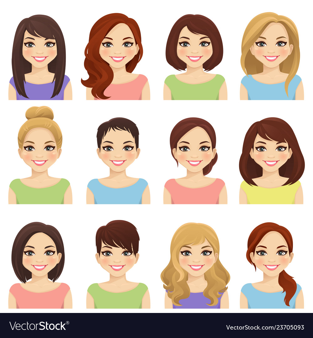 Set of cute girls Royalty Free Vector Image - VectorStock