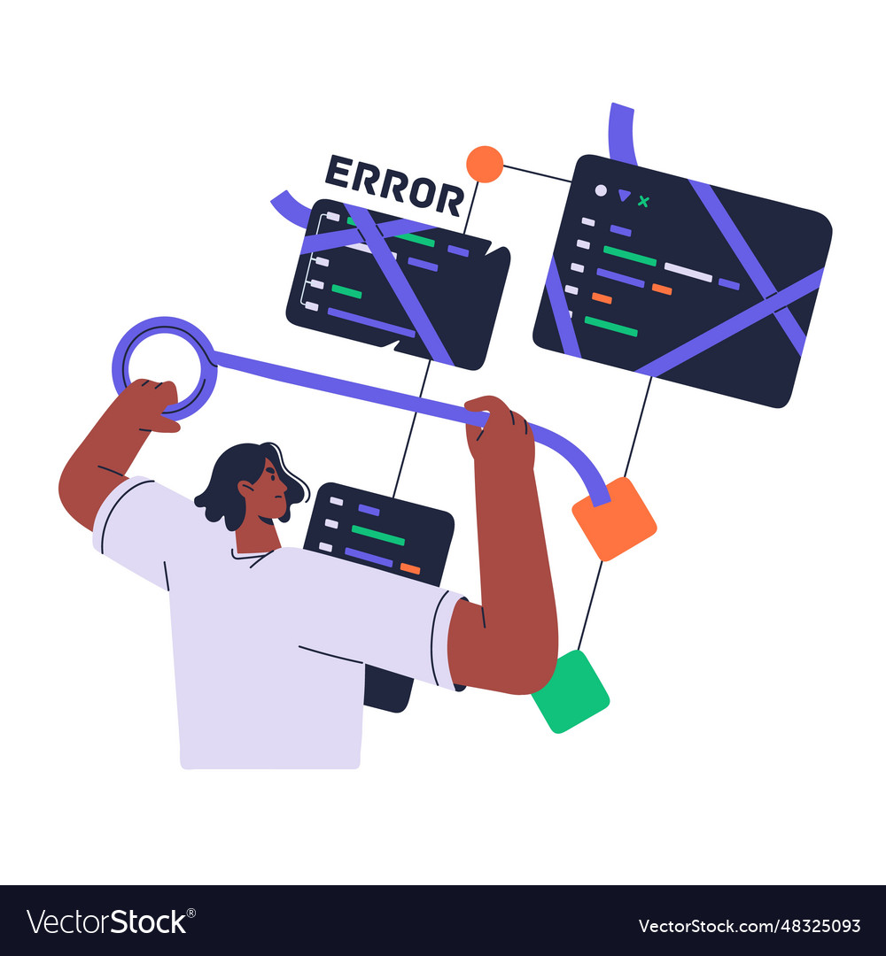 Software engineer fix error in code concept vector image Software engineer fix error in code concept