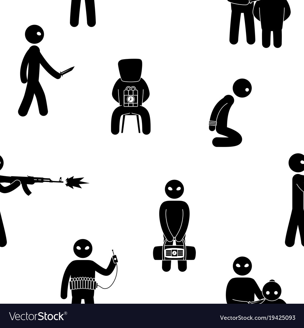 Terrorism concept set of terrorist people terror Vector Image