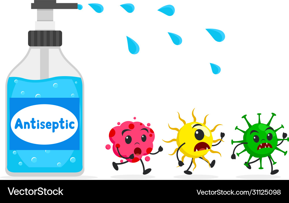 A bottle antiseptic sprays on bacteria Royalty Free Vector