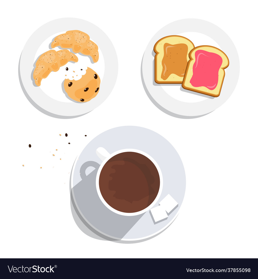 Breakfast on table good morning concept vector image Breakfast on table good morning concept