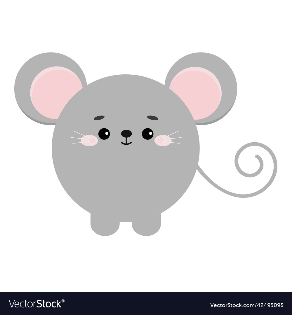 Circle mouse or rat farm animal face icon isolated