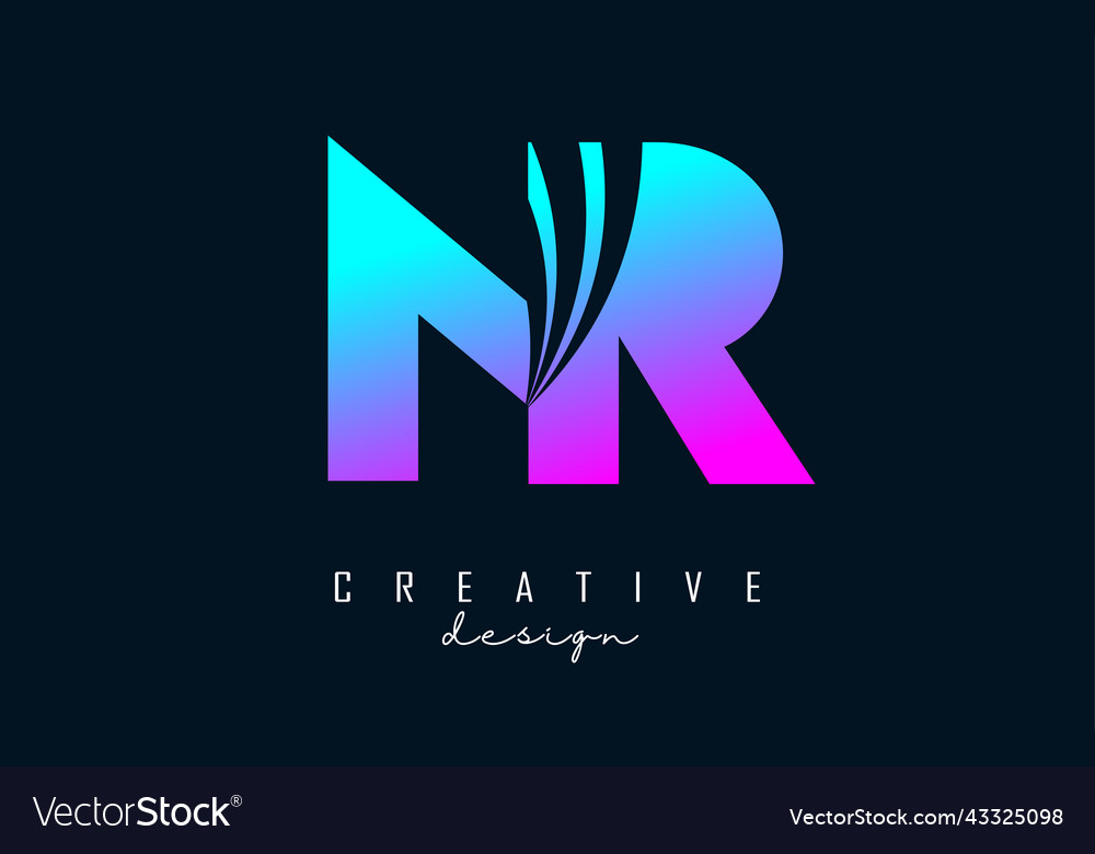 Creative colorful letters nr n r logo