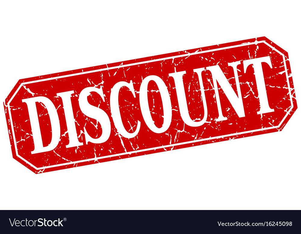 Discount red square vintage grunge isolated sign Vector Image