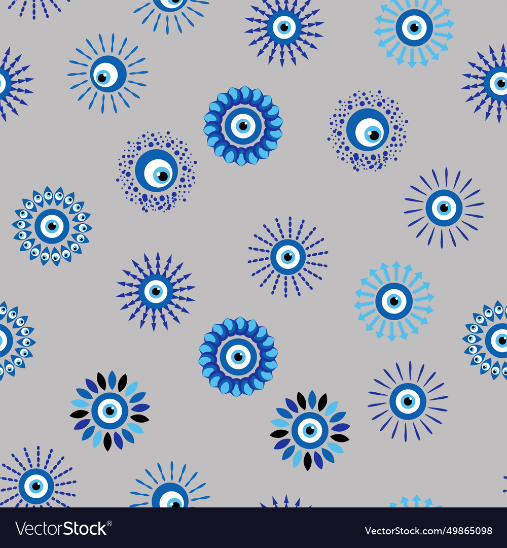 Evil eye heavenly seamless pattern with suns