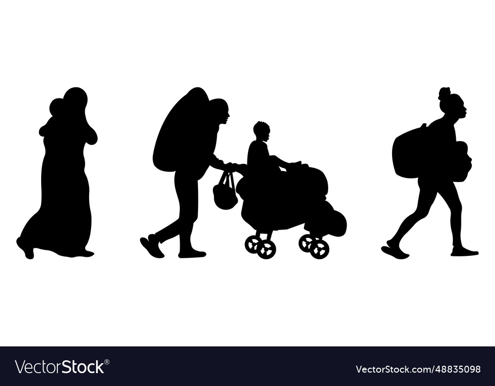 Group Of Walking Migrants Royalty Free Vector Image