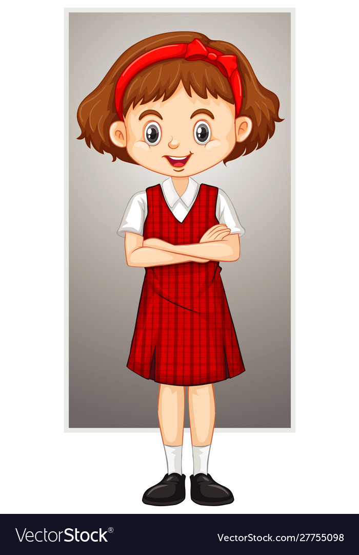 Happy girl in red uniform Royalty Free Vector Image