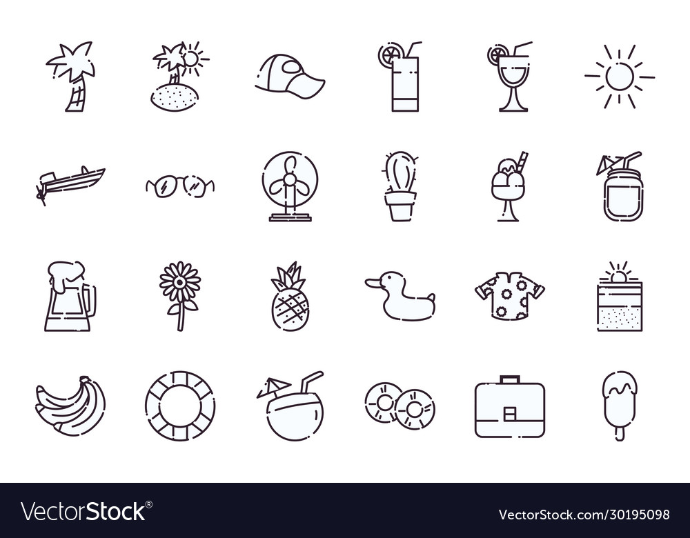 Isolated summer line style icon set design vector image Isolated summer line style icon set design