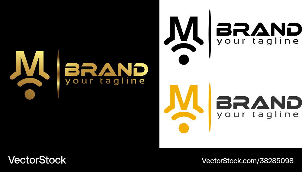 M online logo template stock logo template Vector Image