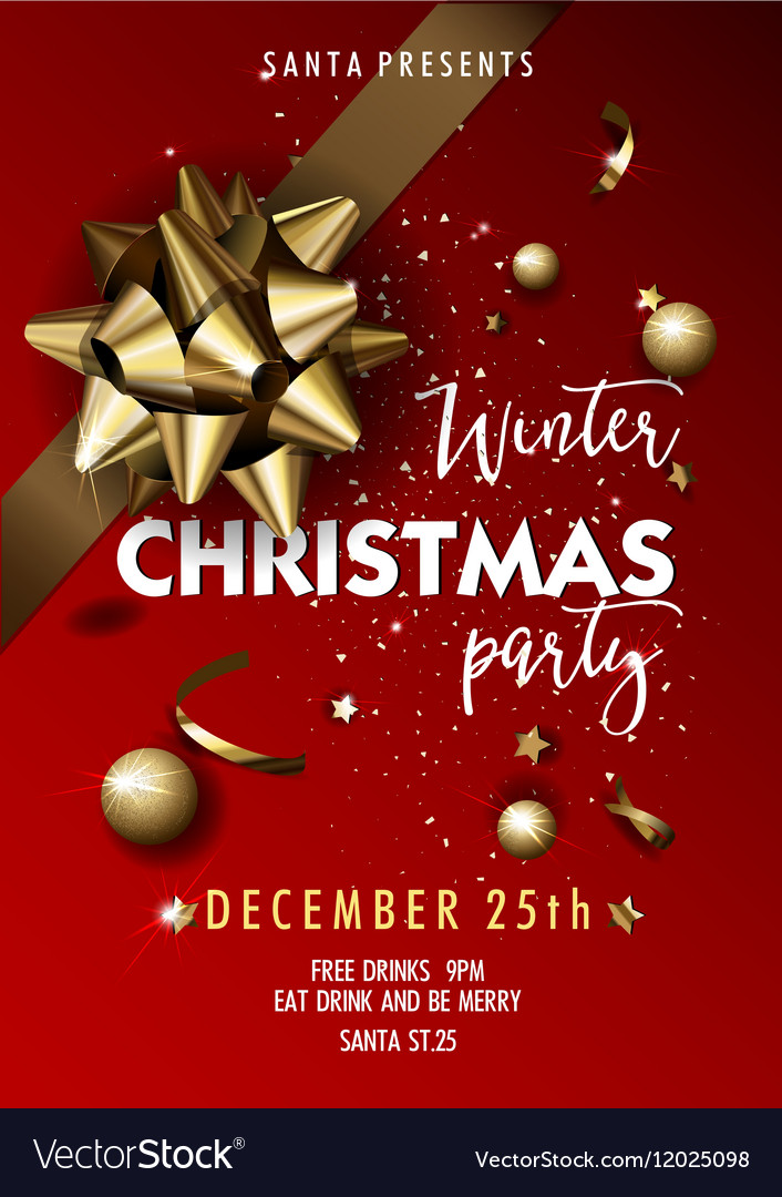 merry christmas party layout poster template vector image merry christmas layout