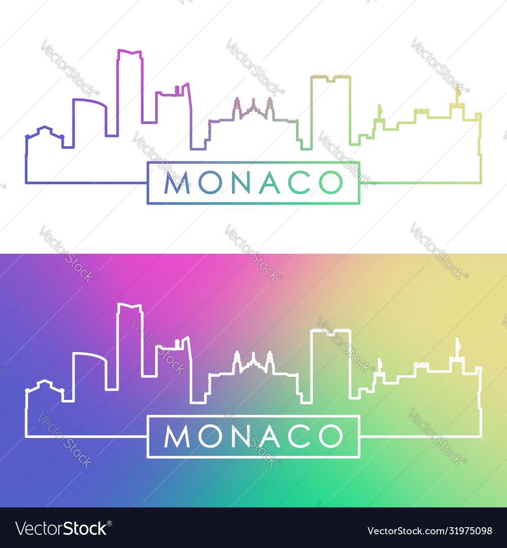Monaco skyline colorful linear style editable