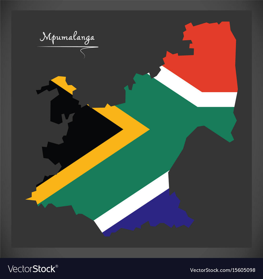 Mpumalanga South Africa Map With National Flag Vector Image