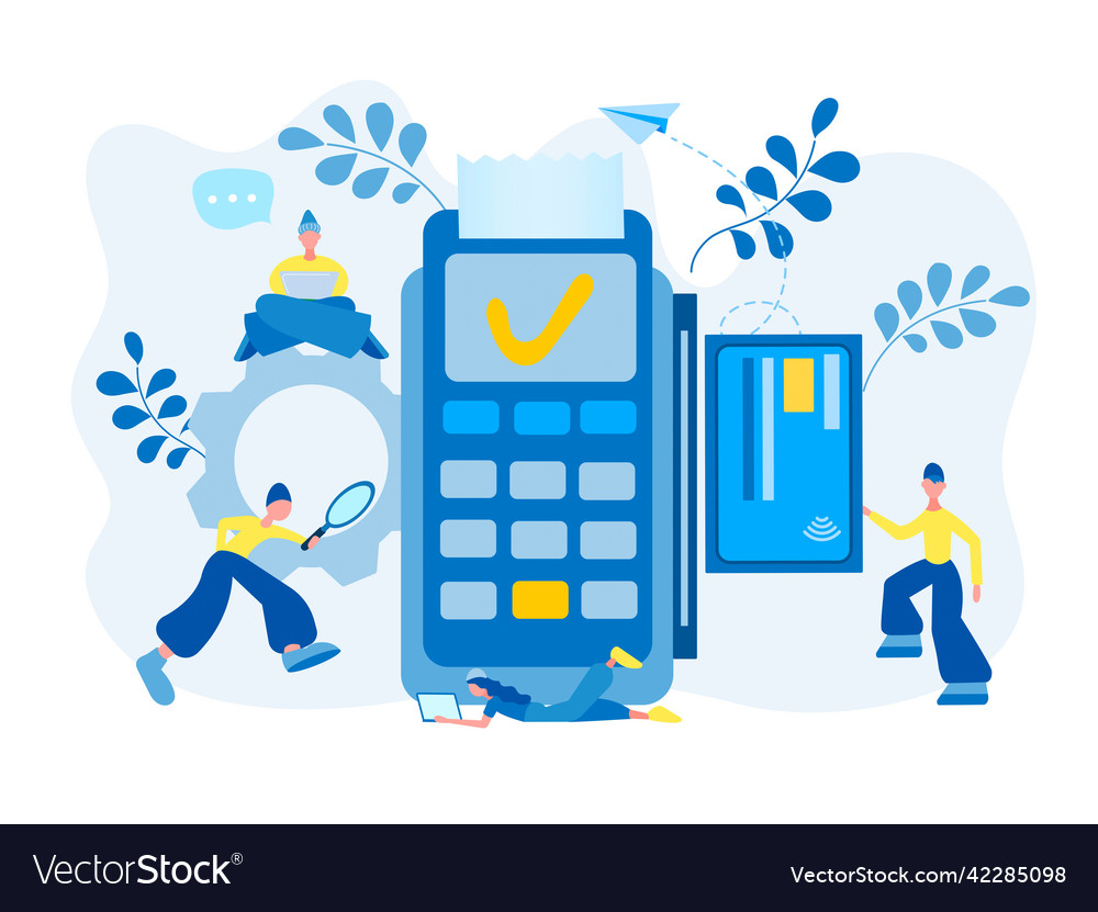 Payment terminal point of sale trade and money vector image Payment terminal point of sale trade and money