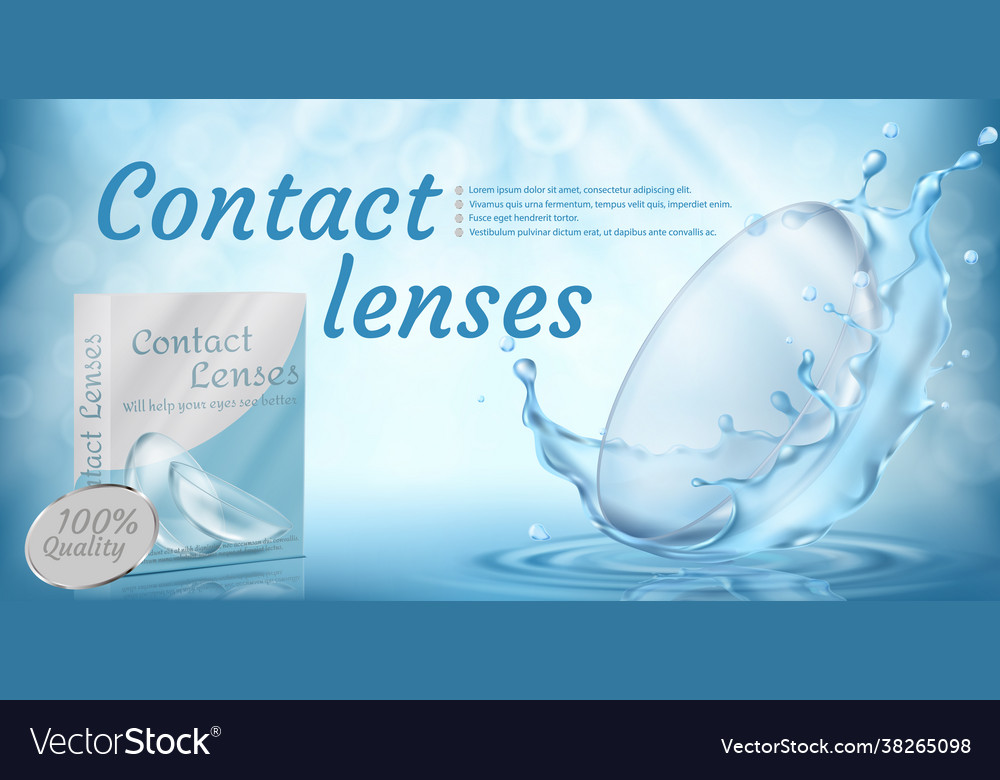 Promotion banner with contact lenses Royalty Free Vector