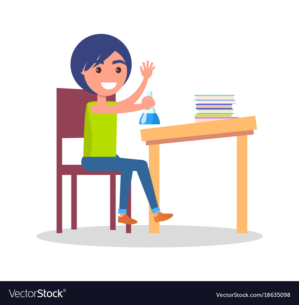 Schoolboy Sitting At Desk Icon Royalty Free Vector Image