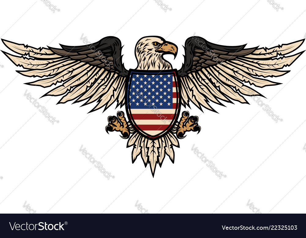 Eagle with american flag design element for Vector Image