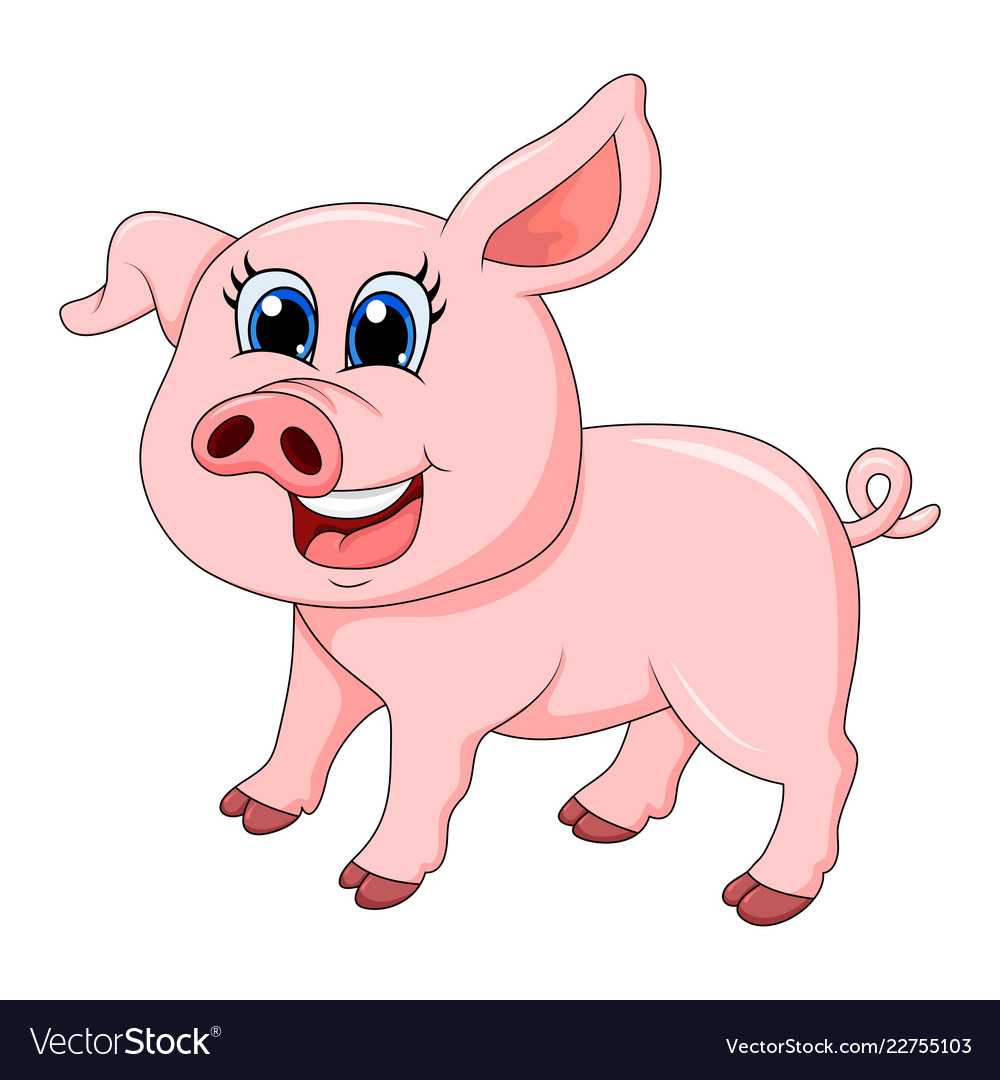 Pig cartoon character design isolated on white Vector Image