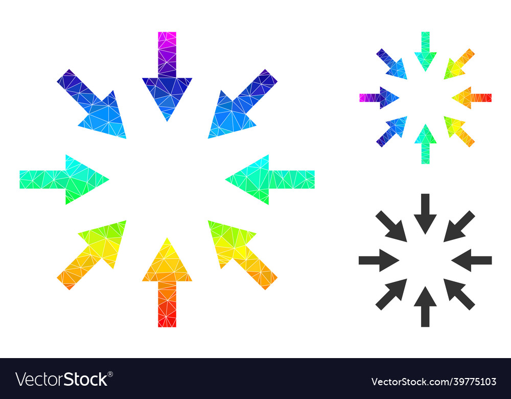 Polygonal compact arrows icon with spectrum vector image Polygonal compact arrows icon with spectrum
