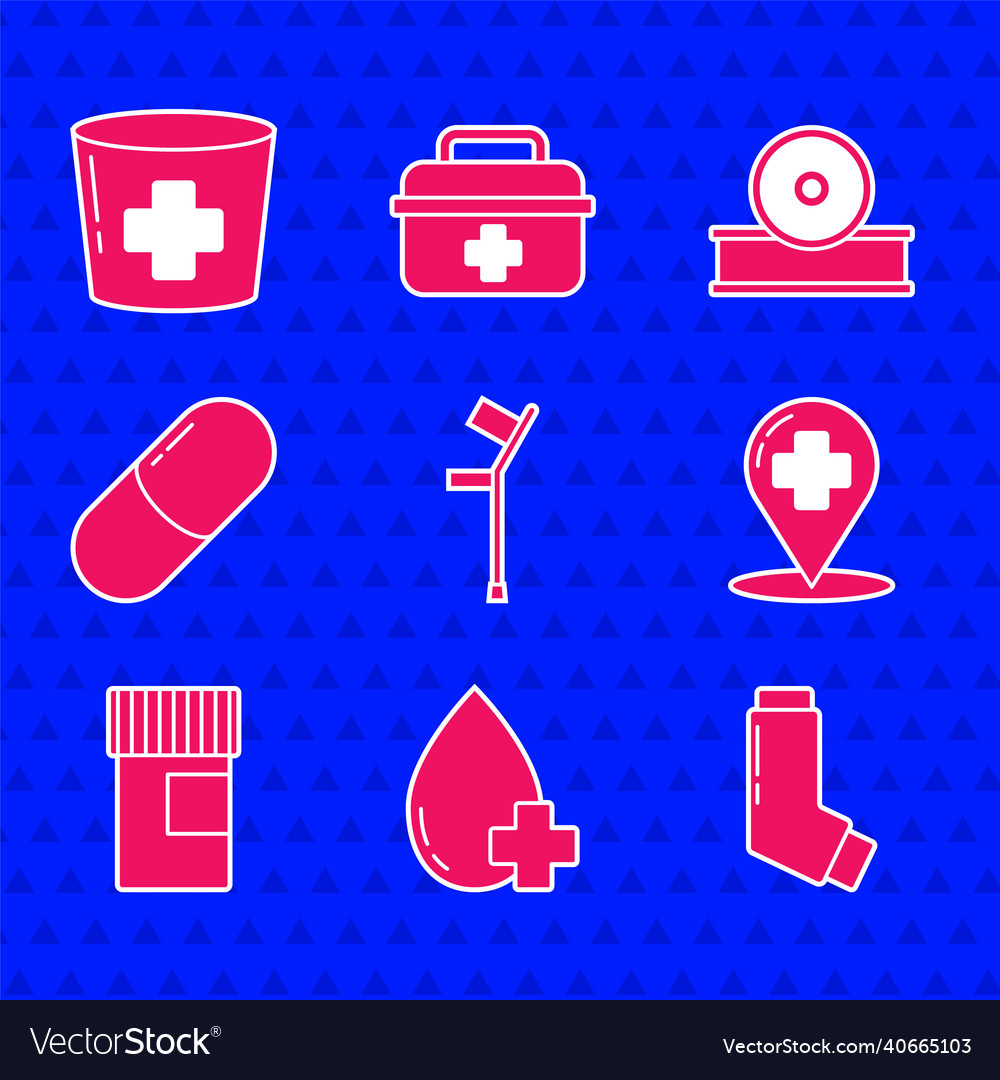 Set crutch or crutches donate drop blood Vector Image