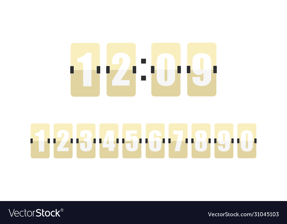 Set flipped scoreboard numbers in flat style vector image Set flipped scoreboard numbers in flat style