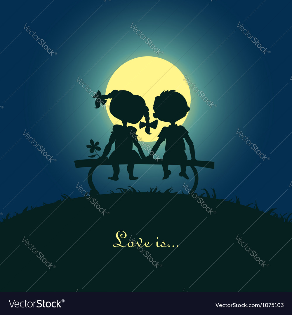 Silhouettes boy and girl Royalty Free Vector Image