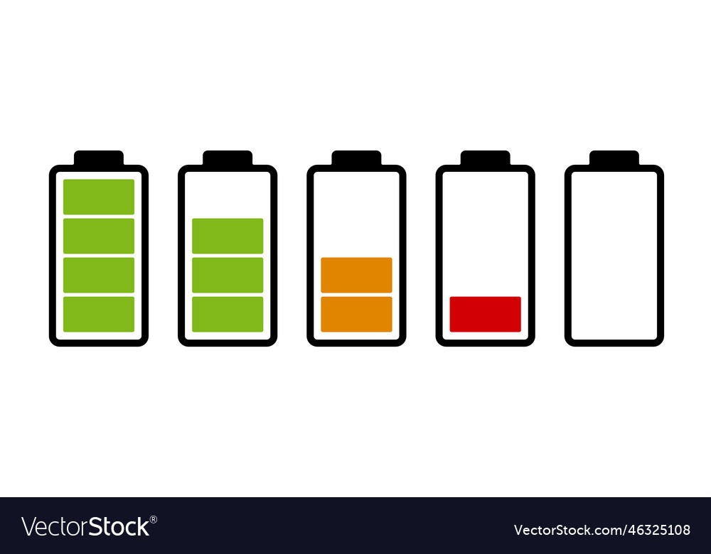 Battery charge level indicator set of icon Vector Image