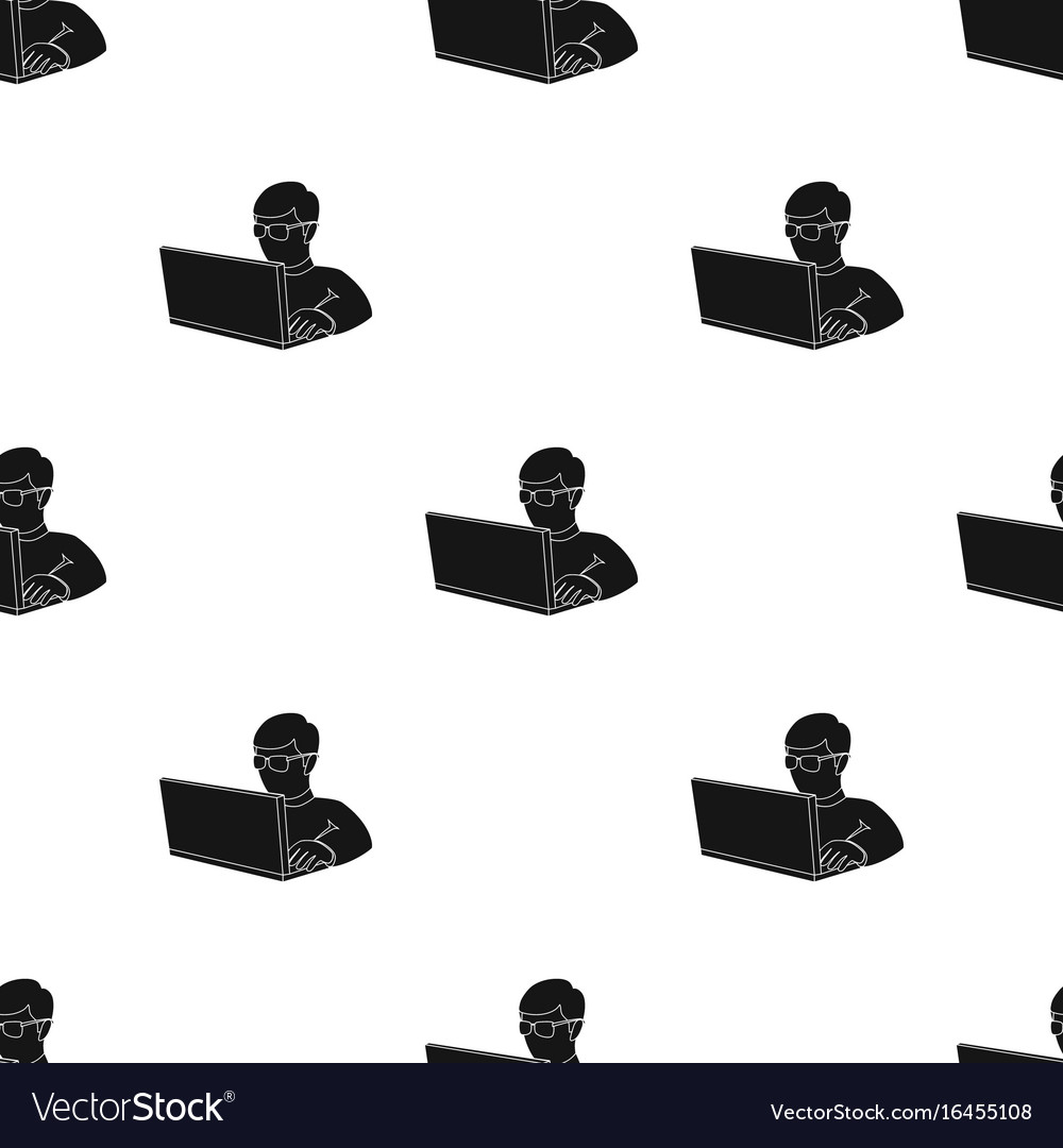 Computer Hacker Icon In Black Style Isolated On Vector Image