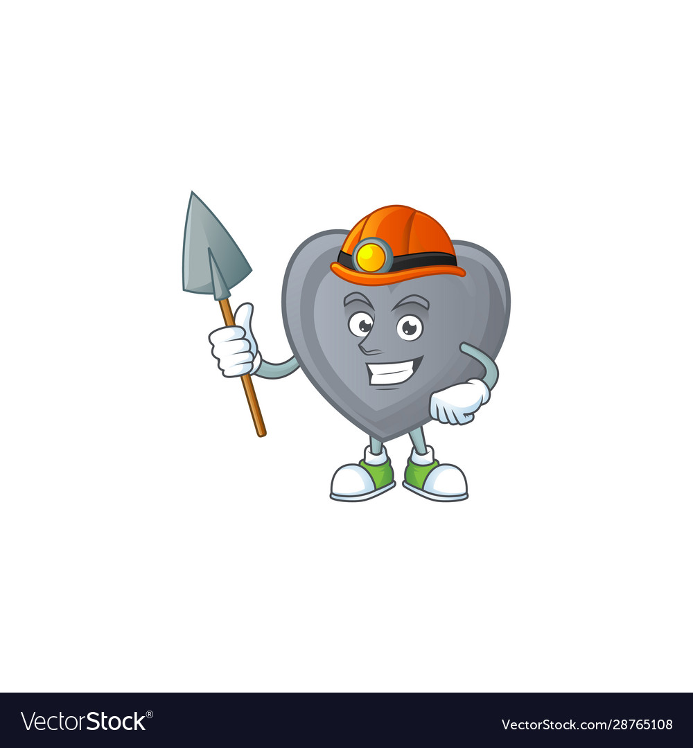 Cool clever miner grey love cartoon character