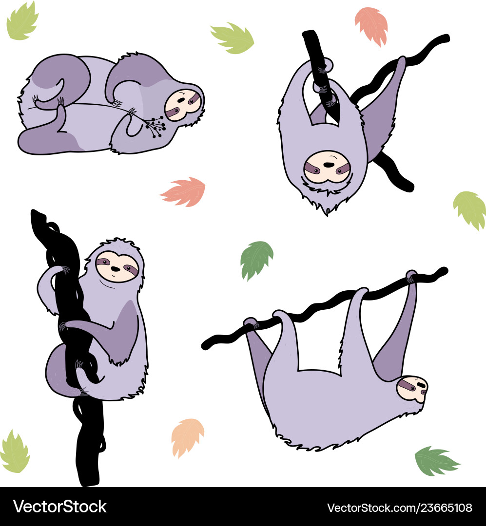 Cute character sloth Royalty Free Vector Image