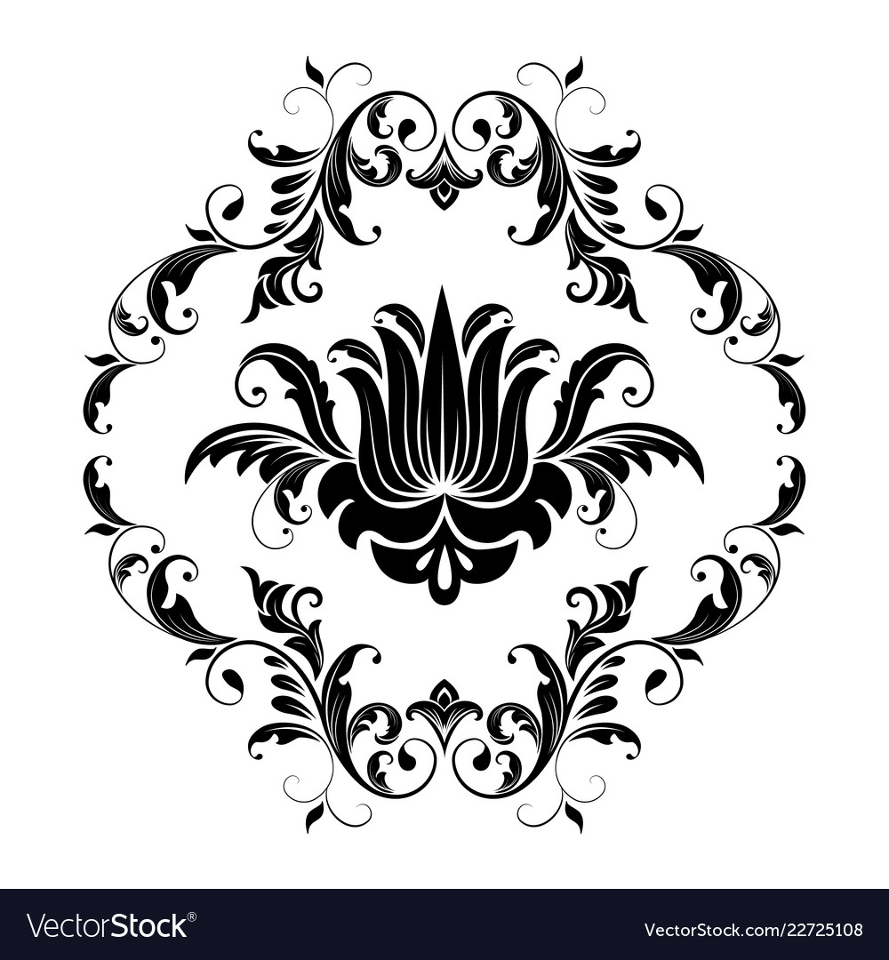 Damask element isolated central