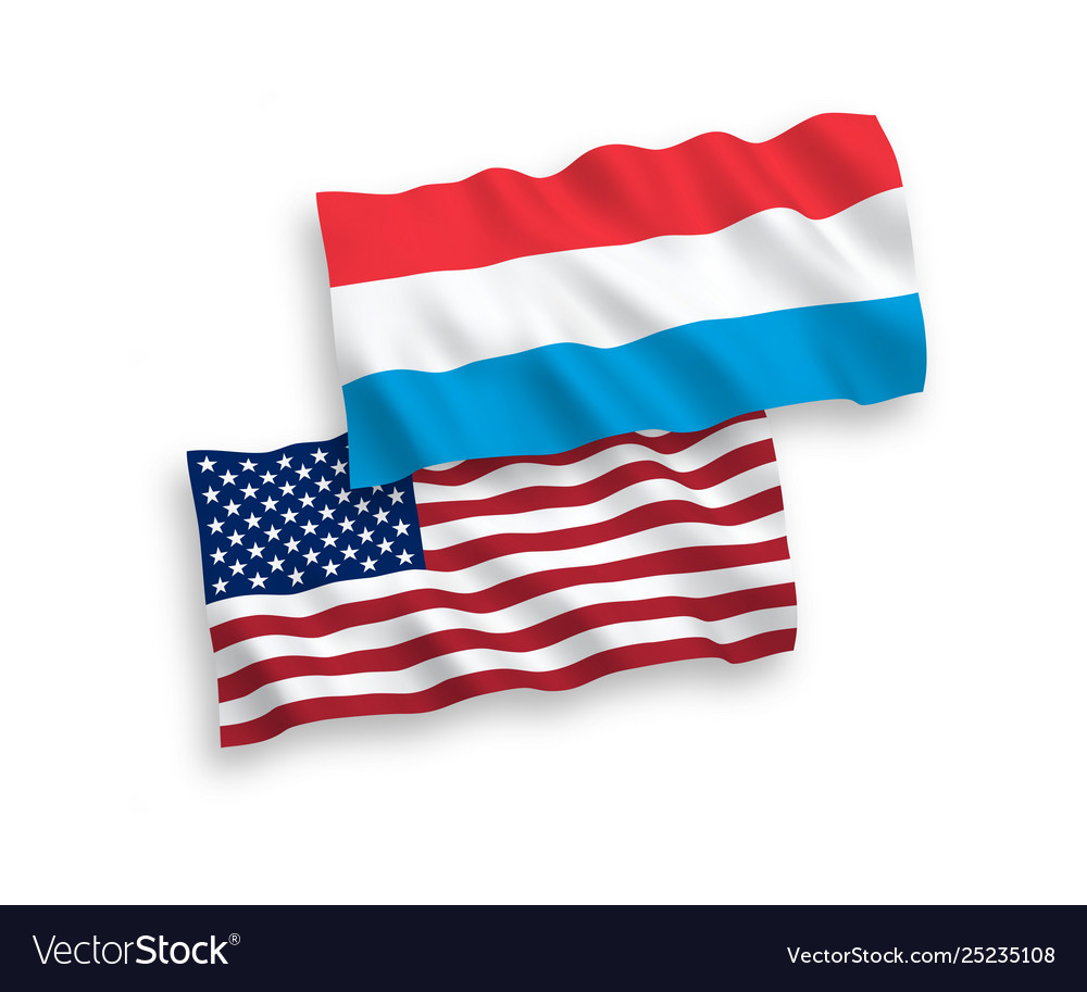 Flaggen luxembourg und america auf einem weißen