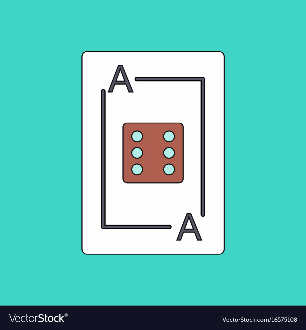 Flat icon design collection dice on playing card