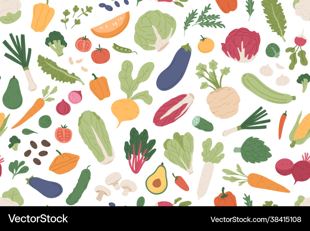 Fresh Vegetable Pattern - Seamless Texture Vector Image