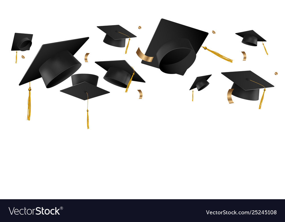 graduation caps in the air clipart