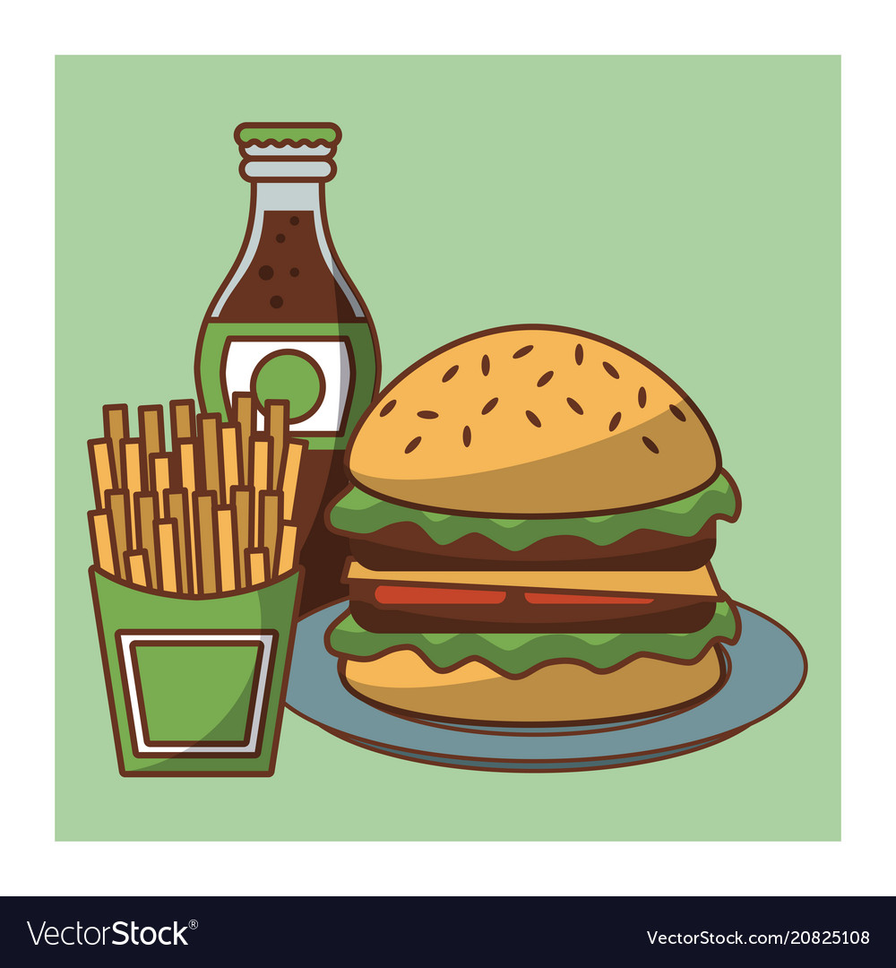 Hamburger fast food combo Royalty Free Vector Image