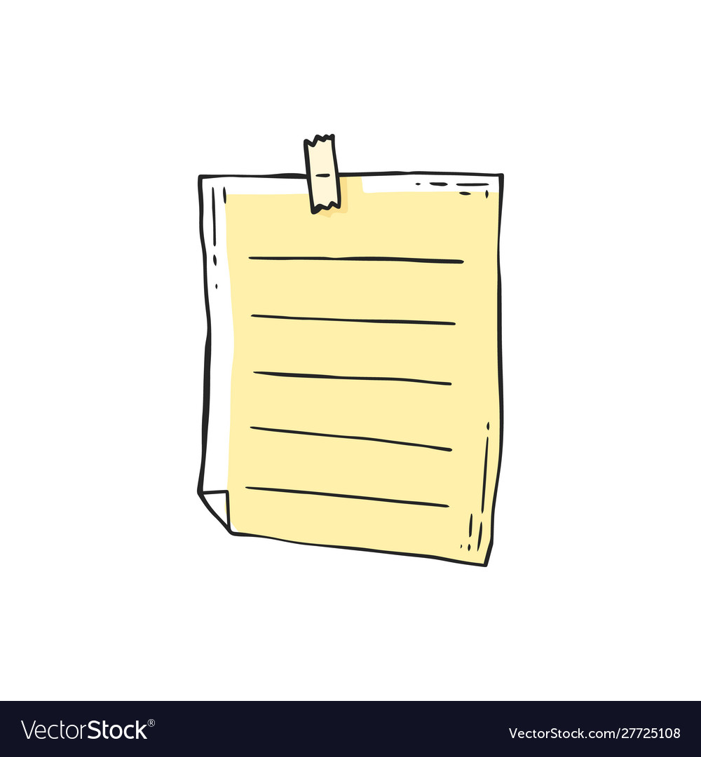 Hand drawn yellow paper piece stuck Royalty Free Vector