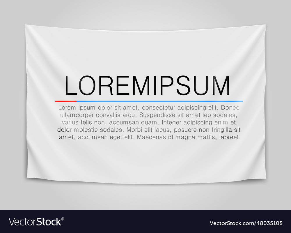 Hanging empty white flag with template text blank