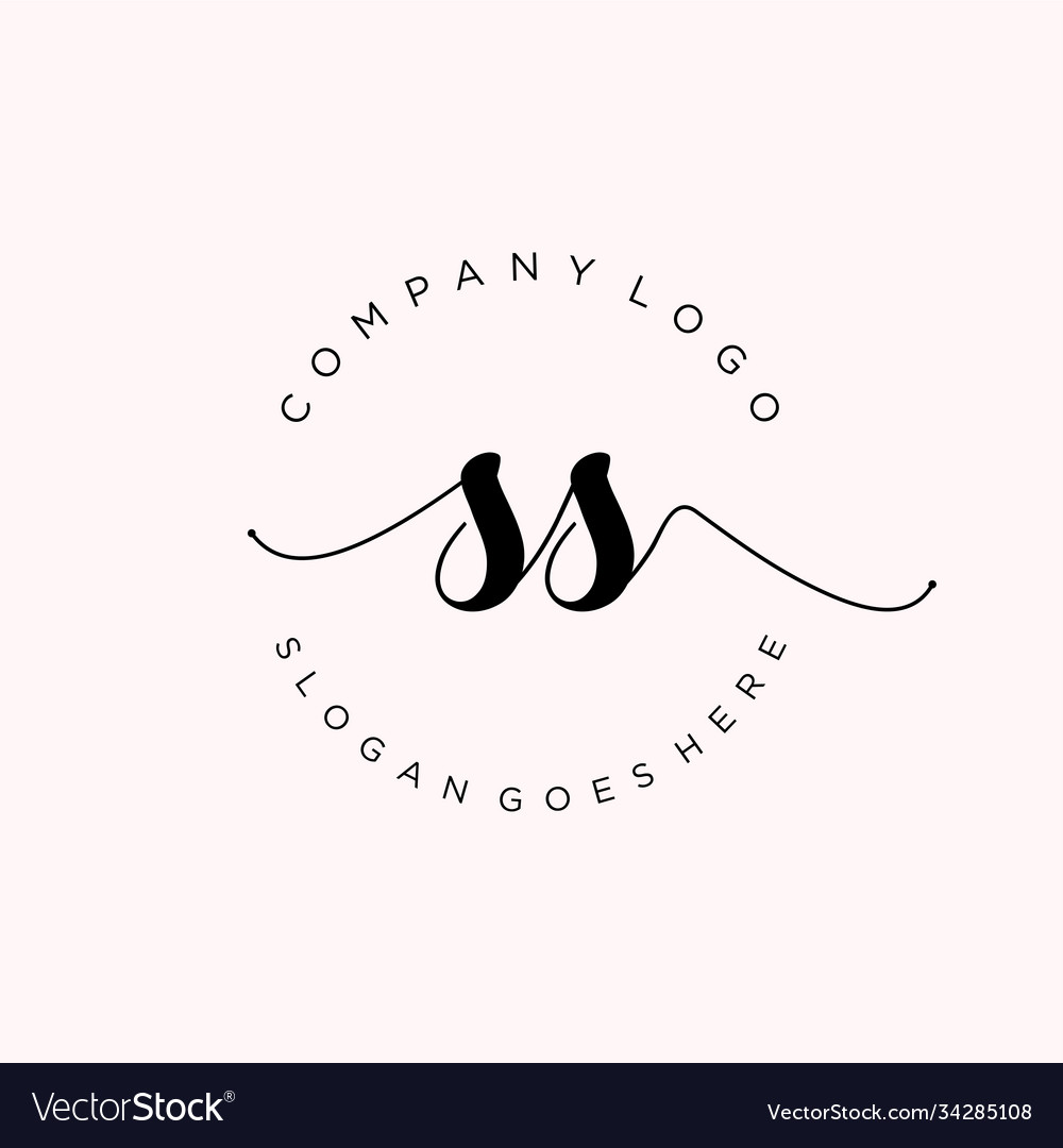 Initial ss handwriting logo with circle template