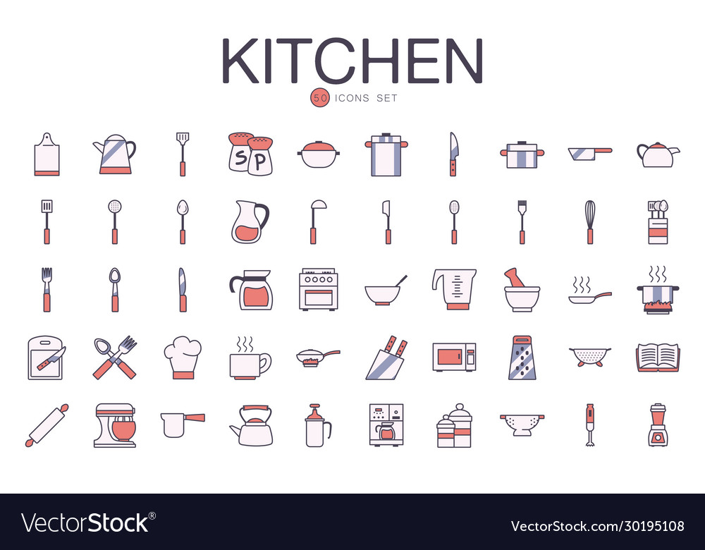 Isolated kitchen and cook line fill style icon